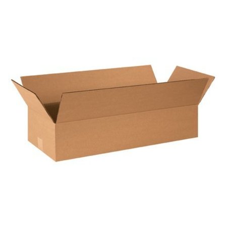 BOX PACKAGING Flat Cardboard Corrugated Boxes, 26"L x 10"W x 4"H, Kraft 26104